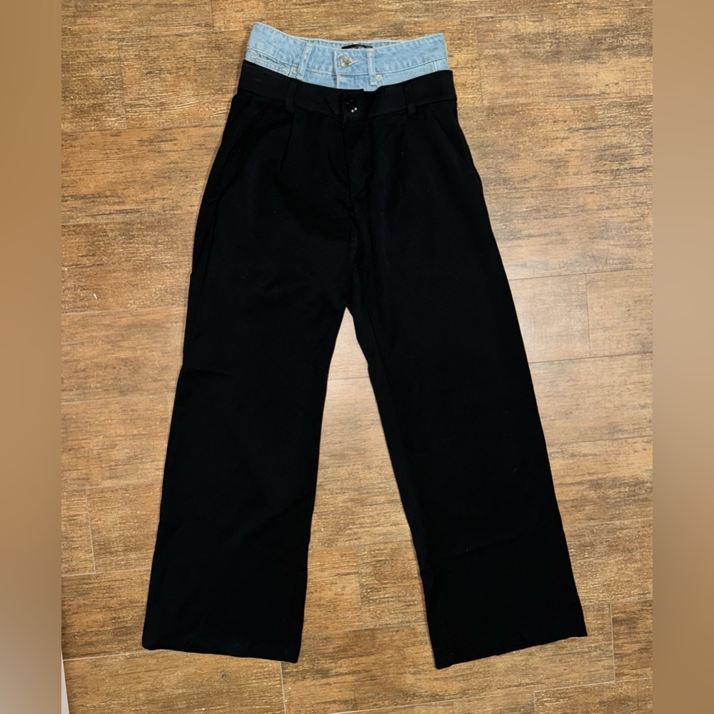 Women’s Black Pants w/ Denim Accent